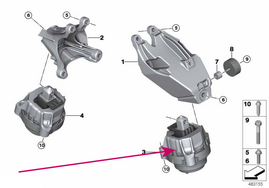 Hydroložisko motoru levé 30d, 40d B57X B57Y (OEM)