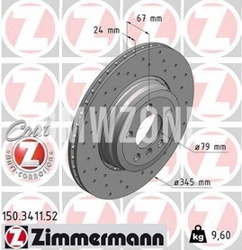 Zadní brzdový kotouč (345x24mm) děrovaný