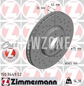 Přední brzdový kotouč (365x36mm) děrovaný