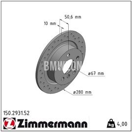 Zadní brzdový kotouč (280x10mm) děrovaný