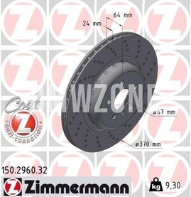 Zadní pravý brzdový kotouč (370x24mm) M-Performance děrovaný