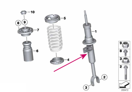 Přední tlumič pérování levý F10 LCI (standardní podvozek) (OEM)
