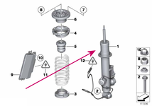 Zadní tlumič pérování pravý F10/F10 LCI (adaptivní podvozek)