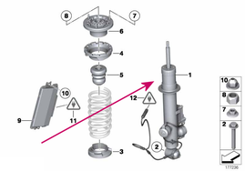 Zadní tlumič pérování pravý F10/F10 LCI (adaptivní podvozek) (OEM)