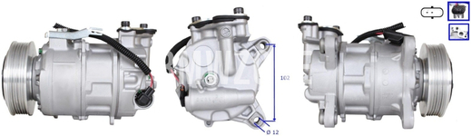 Kompresor klimatizace Fx 14d 16d B37, 16i 18i B38, 18d 20d 25d B47, 20i 25i 30i B46 B48, 30d N57N, 35d N57Z, 40i B58 // bez elektromagnetické spojky